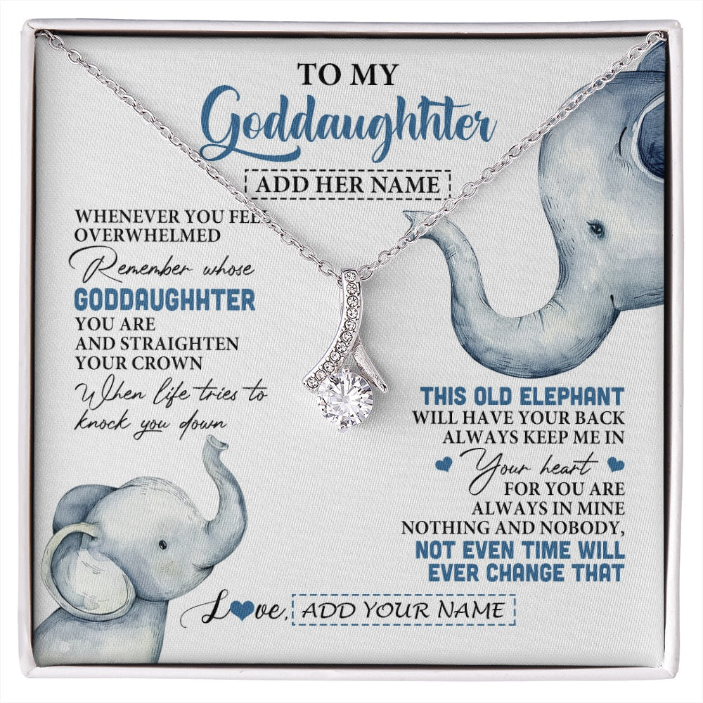 Alluring Beauty Necklace 14K White Gold Finish | 1 | Personalized To My Goddaughter Gifts Necklace From Aunt Whenever Elephant Unique Birthday Gifts For Goddaughter Graduation Christmas Gift Box Message Card | siriusteestore.myshopify
