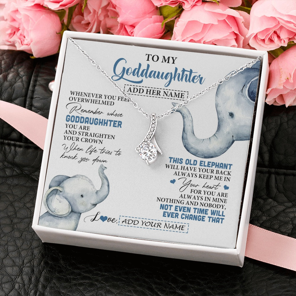 Alluring Beauty Necklace 14K White Gold Finish | 2 | Personalized To My Goddaughter Gifts Necklace From Aunt Whenever Elephant Unique Birthday Gifts For Goddaughter Graduation Christmas Gift Box Message Card | siriusteestore.myshopify