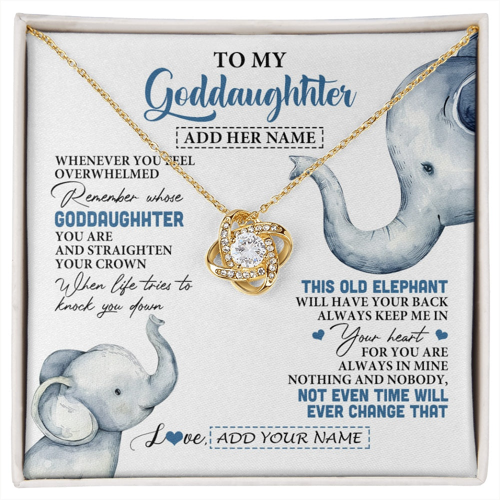 Love Knot Necklace 18K Yellow Gold Finish | 1 | Personalized To My Goddaughter Gifts Necklace From Aunt Whenever Elephant Unique Birthday Gifts For Goddaughter Graduation Christmas Gift Box Message Card | siriusteestore.myshopify
