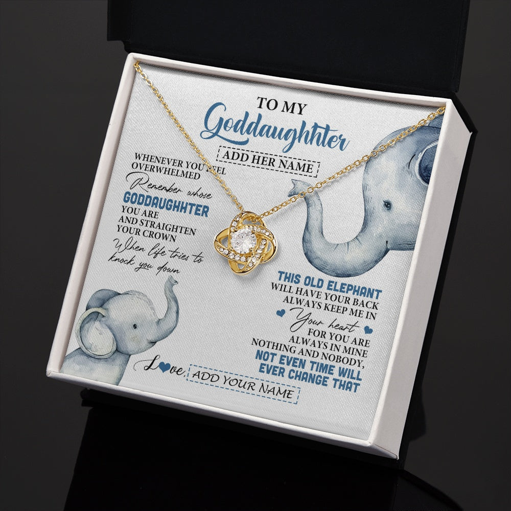 Love Knot Necklace 18K Yellow Gold Finish | 2 | Personalized To My Goddaughter Gifts Necklace From Aunt Whenever Elephant Unique Birthday Gifts For Goddaughter Graduation Christmas Gift Box Message Card | siriusteestore.myshopify