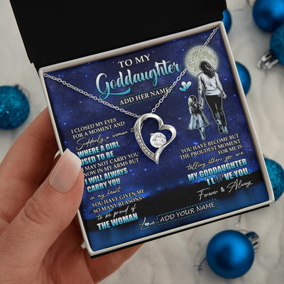 Forever Love Necklace 14K White Gold Finish | 2 | Personalized To My Goddaughter Gifts Necklace From Godmother Aunt I Closed My Eyes For A Moment Goddaughter Birthday Graduation Christmas Gift Box Message Card | siriusteestore.myshopify