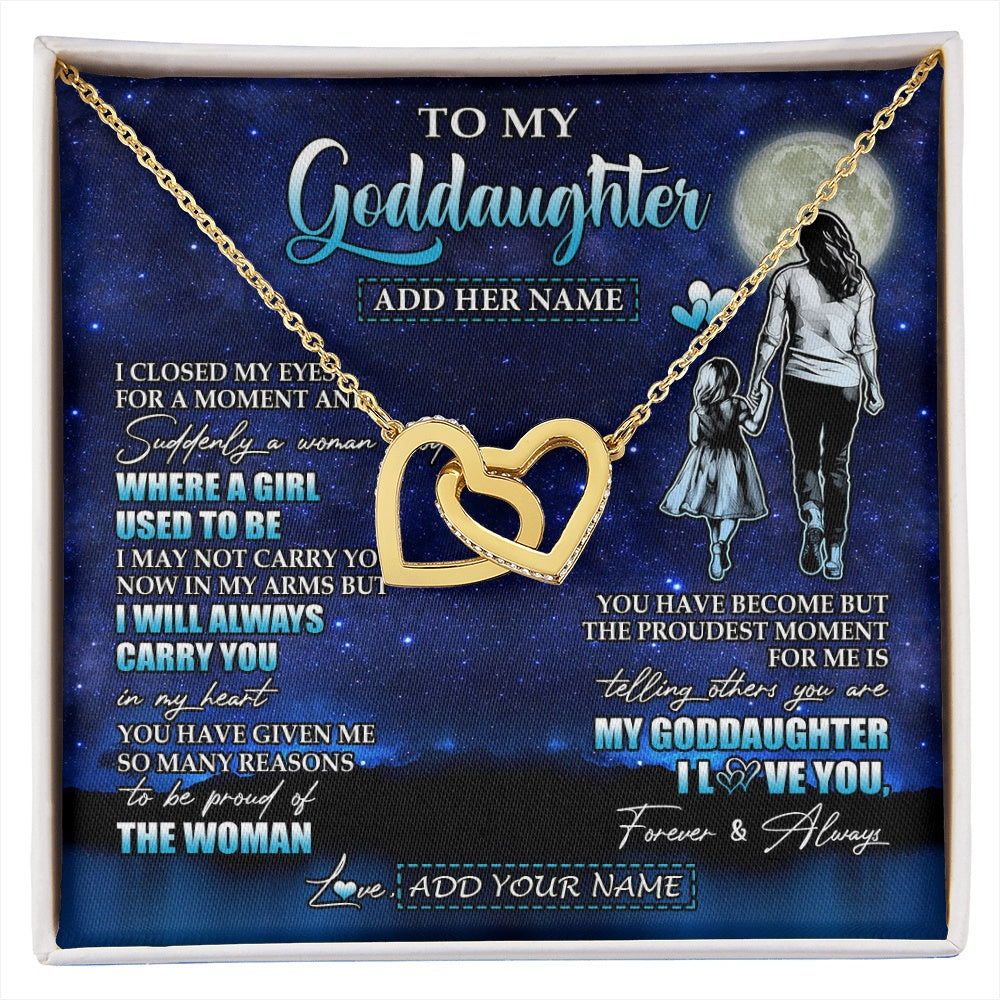 Interlocking Hearts Necklace 18K Yellow Gold Finish | 1 | Personalized To My Goddaughter Gifts Necklace From Godmother Aunt I Closed My Eyes For A Moment Goddaughter Birthday Graduation Christmas Gift Box Message Card | siriusteestore.myshopify