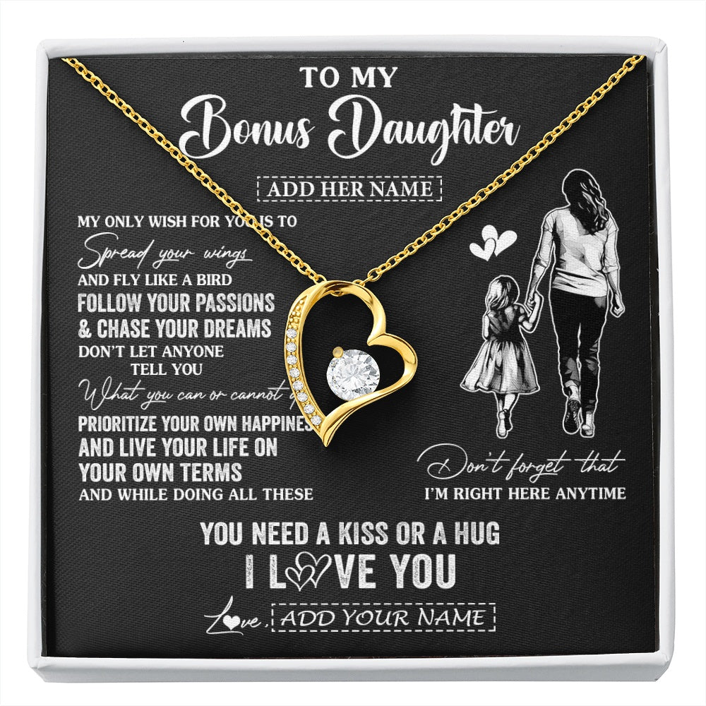 Forever Love Necklace 18K Yellow Gold Finish | 1 | Personalized To My Goddaughter Gifts Necklace From Godmother Aunt My Only Wish For You Goddaughter Birthday Gifts Graduation Christmas Gift Box Message Card | siriusteestore.myshopify