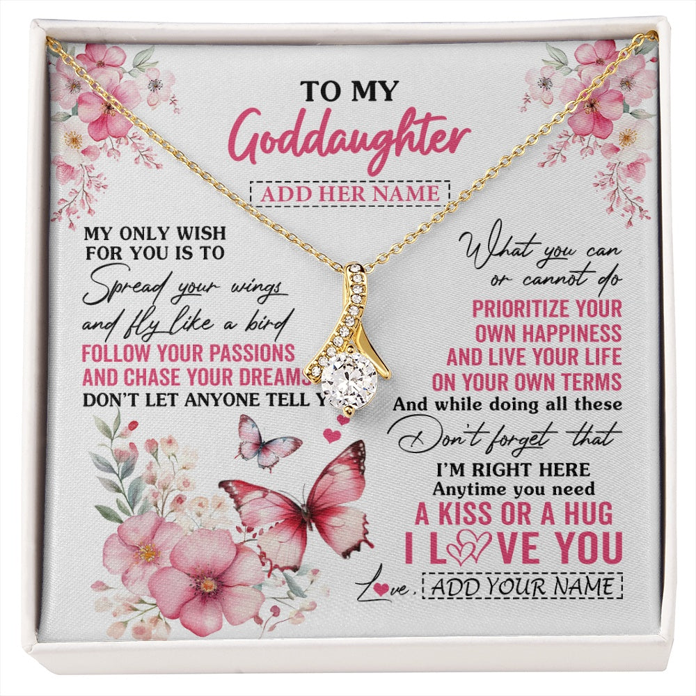 Alluring Beauty Necklace 18K Yellow Gold Finish | 1 | Personalized To My Goddaughter Gifts Necklace From Godmother Butterfly My Only Wish For You Goddaughter Birthday Gifts Christmas Gift Box Message Card | siriusteestore.myshopify