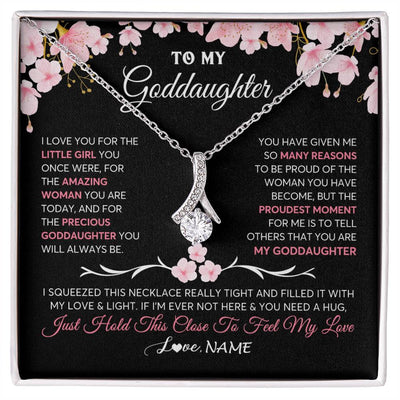 Alluring Beauty Necklace 14K White Gold Finish | 1 | Personalized To My Goddaughter Gifts Necklace From Godmother Godfather Love Precious Goddaughter Birthday Graduation Christmas Customized Gift Box Message Card | siriusteestore