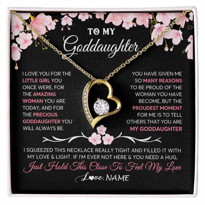 Forever Love Necklace 18K Yellow Gold Finish | 1 | Personalized To My Goddaughter Gifts Necklace From Godmother Godfather Love Precious Goddaughter Birthday Graduation Christmas Customized Gift Box Message Card | siriusteestore