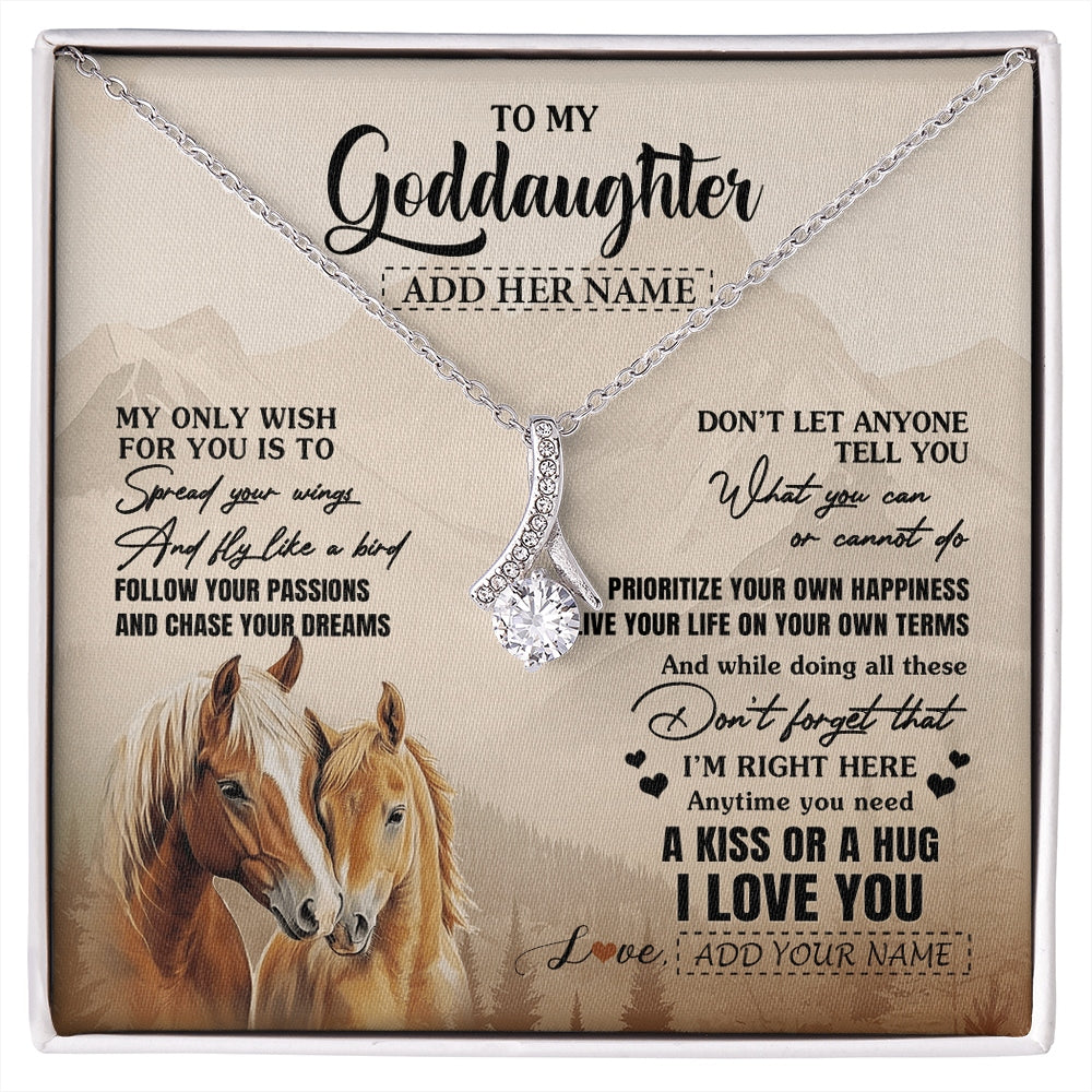 Alluring Beauty Necklace 14K White Gold Finish | 1 | Personalized To My Goddaughter Gifts Necklace From Godmother Horse My Only Wish For You Goddaughter Birthday Gifts Graduation Christmas Gift Box Message Card | https://siriusteestore.