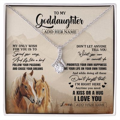 Alluring Beauty Necklace 14K White Gold Finish | 1 | Personalized To My Goddaughter Gifts Necklace From Godmother Horse My Only Wish For You Goddaughter Birthday Gifts Graduation Christmas Gift Box Message Card | https://siriusteestore.