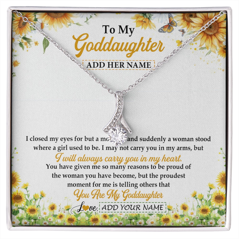 Alluring Beauty Necklace 14K White Gold Finish | 1 | Personalized To My Goddaughter Gifts Necklace From Godmother I Closed My Eyes Sunflower Best Goddaughter Birthday Gifts Christmas Custom Gift Box Message Card | siriusteestore.myshopify