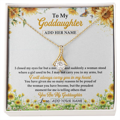 Alluring Beauty Necklace 18K Yellow Gold Finish | 1 | Personalized To My Goddaughter Gifts Necklace From Godmother I Closed My Eyes Sunflower Best Goddaughter Birthday Gifts Christmas Custom Gift Box Message Card | siriusteestore.myshopify