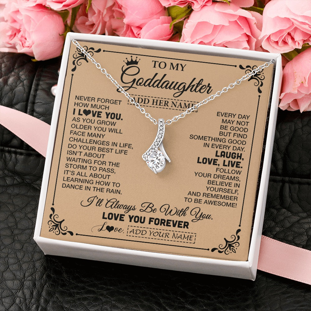 Alluring Beauty Necklace 14K White Gold Finish | 2 | Personalized To My Goddaughter Gifts Necklace From Godmother Never Forget How Much I Love You Goddaughter Birthday Gifts Christmas Gift Box Message Card | https://siriusteestore.