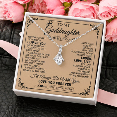 Alluring Beauty Necklace 14K White Gold Finish | 2 | Personalized To My Goddaughter Gifts Necklace From Godmother Never Forget How Much I Love You Goddaughter Birthday Gifts Christmas Gift Box Message Card | https://siriusteestore.