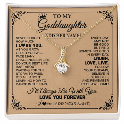 Alluring Beauty Necklace 18K Yellow Gold Finish | 1 | Personalized To My Goddaughter Gifts Necklace From Godmother Never Forget How Much I Love You Goddaughter Birthday Gifts Christmas Gift Box Message Card | https://siriusteestore.
