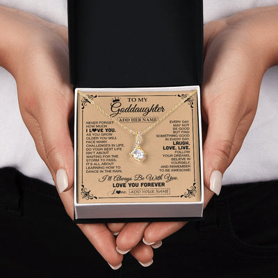Alluring Beauty Necklace 18K Yellow Gold Finish | 2 | Personalized To My Goddaughter Gifts Necklace From Godmother Never Forget How Much I Love You Goddaughter Birthday Gifts Christmas Gift Box Message Card | https://siriusteestore.
