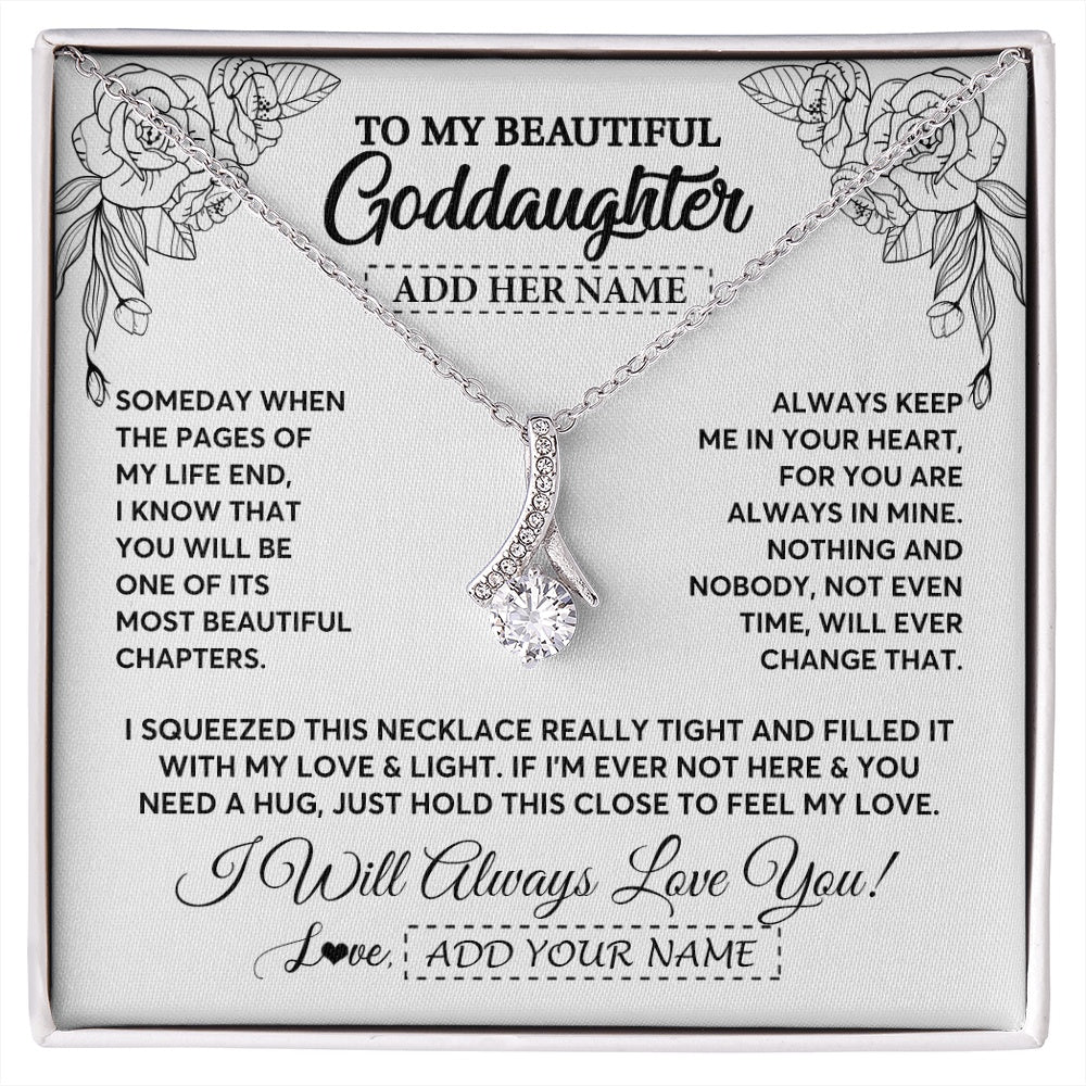 Alluring Beauty Necklace 14K White Gold Finish | 1 | Personalized To My Goddaughter Gifts Necklace From Godmother Someday When The Pages Birthday Goddaughter Christmas Graduation Jewelry Gift Box Message Card | https://siriusteestore.