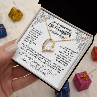 Forever Love Necklace 18K Yellow Gold Finish | 2 | Personalized To My Goddaughter Gifts Necklace From Godmother Someday When The Pages Birthday Goddaughter Christmas Graduation Jewelry Gift Box Message Card | https://siriusteestore.