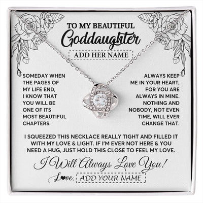 Love Knot Necklace 14K White Gold Finish | 1 | Personalized To My Goddaughter Gifts Necklace From Godmother Someday When The Pages Birthday Goddaughter Christmas Graduation Jewelry Gift Box Message Card | https://siriusteestore.