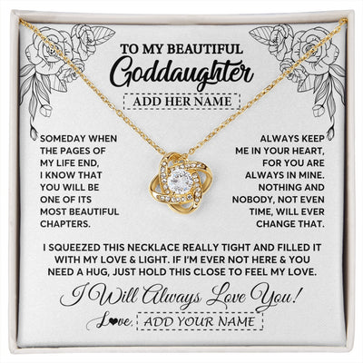 Love Knot Necklace 18K Yellow Gold Finish | 1 | Personalized To My Goddaughter Gifts Necklace From Godmother Someday When The Pages Birthday Goddaughter Christmas Graduation Jewelry Gift Box Message Card | https://siriusteestore.