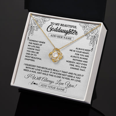 Love Knot Necklace 18K Yellow Gold Finish | 2 | Personalized To My Goddaughter Gifts Necklace From Godmother Someday When The Pages Birthday Goddaughter Christmas Graduation Jewelry Gift Box Message Card | https://siriusteestore.