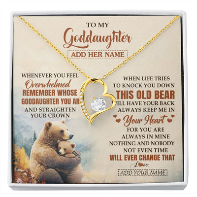 Forever Love Necklace 18K Yellow Gold Finish | 1 | Personalized To My Goddaughter Gifts Necklace From Godmother Whenever Bear Unique Birthday Gifts For Goddaughter Graduation Christmas Gift Box Message Card | siriusteestore.myshopify