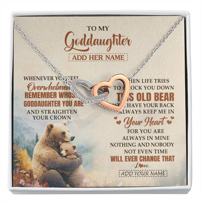 Interlocking Hearts Necklace Stainless Steel & Rose Gold Finish | 1 | Personalized To My Goddaughter Gifts Necklace From Godmother Whenever Bear Unique Birthday Gifts For Goddaughter Graduation Christmas Gift Box Message Card | siriusteestore.myshopify