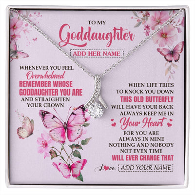 Alluring Beauty Necklace 14K White Gold Finish | 1 | Personalized To My Goddaughter Gifts Necklace From Godmother Whenever Butterfly Unique Birthday Gifts Goddaughter Graduation Christmas Gift Box Message Card | siriusteestore.myshopify