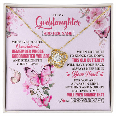 Love Knot Necklace 18K Yellow Gold Finish | 1 | Personalized To My Goddaughter Gifts Necklace From Godmother Whenever Butterfly Unique Birthday Gifts Goddaughter Graduation Christmas Gift Box Message Card | siriusteestore.myshopify