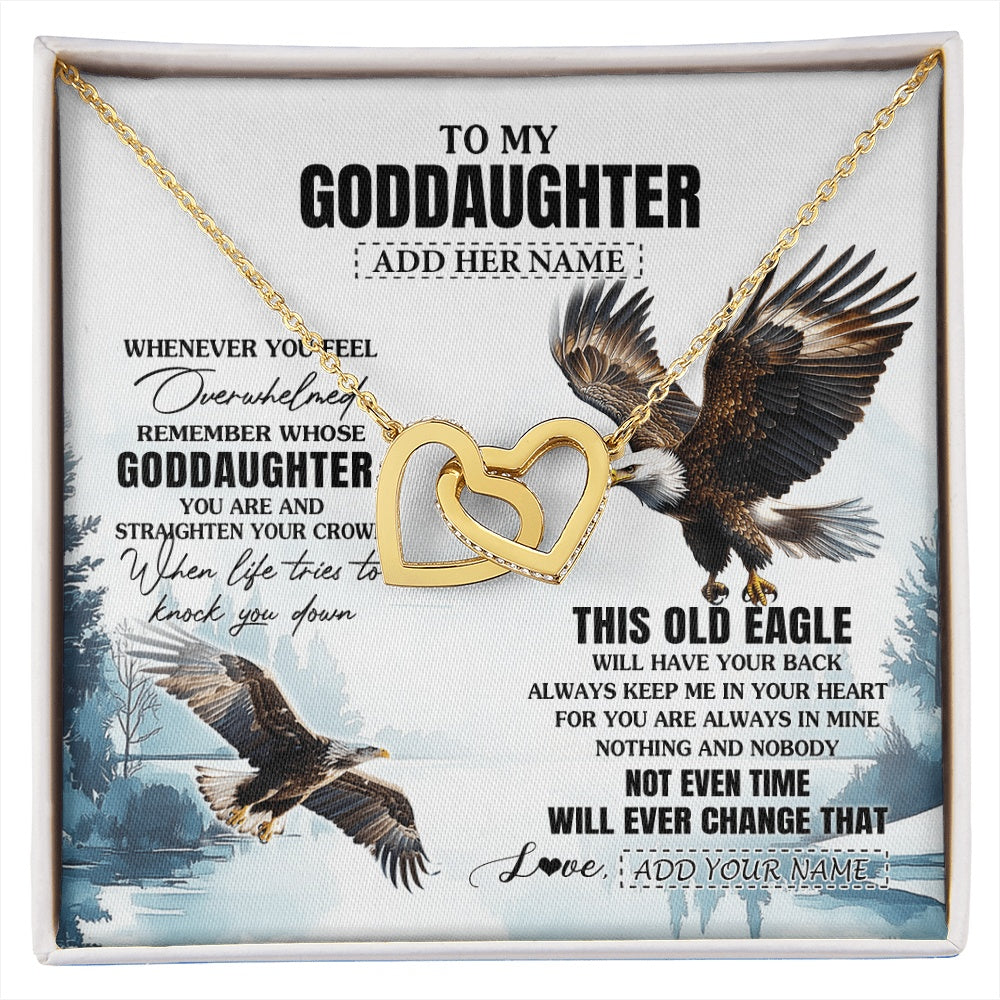 Interlocking Hearts Necklace 18K Yellow Gold Finish | 1 | Personalized To My Goddaughter Gifts Necklace From Godmother Whenever Eagle Unique Birthday Gifts For Goddaughter Christmas Jewelry Gift Box Message Card | https://siriusteestore.