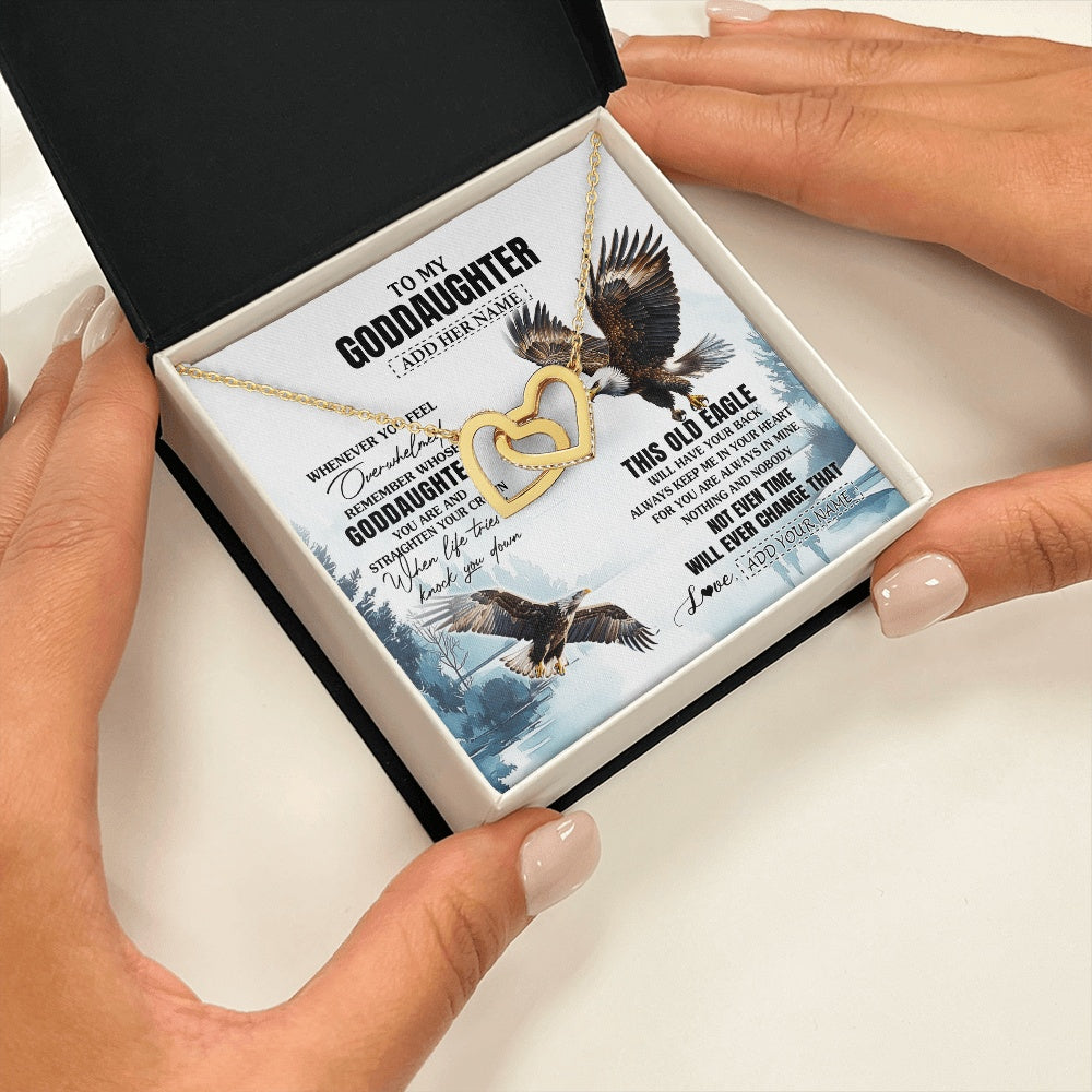 Interlocking Hearts Necklace 18K Yellow Gold Finish | 2 | Personalized To My Goddaughter Gifts Necklace From Godmother Whenever Eagle Unique Birthday Gifts For Goddaughter Christmas Jewelry Gift Box Message Card | https://siriusteestore.