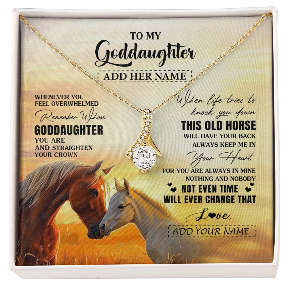 Alluring Beauty Necklace 18K Yellow Gold Finish | 1 | Personalized To My Goddaughter Gifts Necklace From Godmother Whenever Horse Unique Birthday Gifts For Goddaughter Graduation Christmas Gift Box Message Card | siriusteestore.myshopify