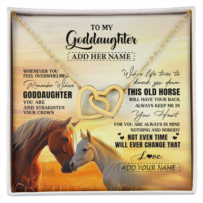 Interlocking Hearts Necklace 18K Yellow Gold Finish | 1 | Personalized To My Goddaughter Gifts Necklace From Godmother Whenever Horse Unique Birthday Gifts For Goddaughter Graduation Christmas Gift Box Message Card | siriusteestore.myshopify