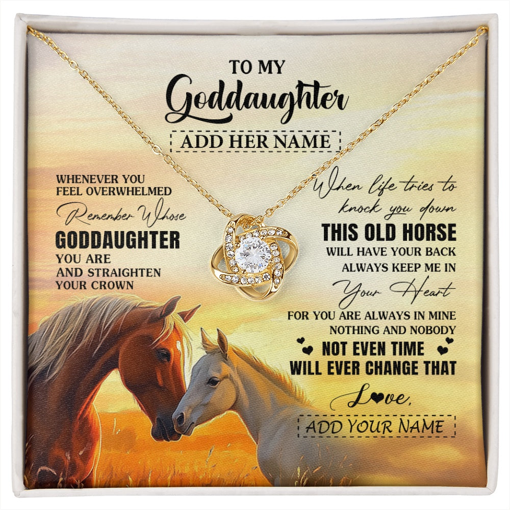 Love Knot Necklace 18K Yellow Gold Finish | 1 | Personalized To My Goddaughter Gifts Necklace From Godmother Whenever Horse Unique Birthday Gifts For Goddaughter Graduation Christmas Gift Box Message Card | siriusteestore.myshopify