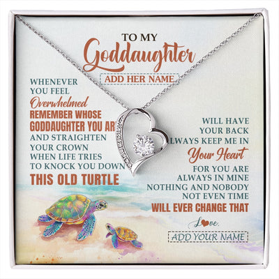 Forever Love Necklace 14K White Gold Finish | 1 | Personalized To My Goddaughter Gifts Necklace From Godmother Whenever Turtle Unique Birthday Gifts For Goddaughter Christmas Custom Gift Box Message Card | https://siriusteestore.