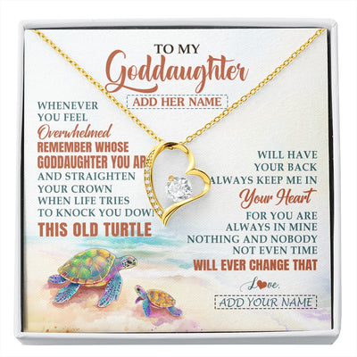 Forever Love Necklace 18K Yellow Gold Finish | 1 | Personalized To My Goddaughter Gifts Necklace From Godmother Whenever Turtle Unique Birthday Gifts For Goddaughter Christmas Custom Gift Box Message Card | https://siriusteestore.