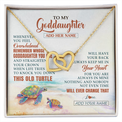 Interlocking Hearts Necklace 18K Yellow Gold Finish | 1 | Personalized To My Goddaughter Gifts Necklace From Godmother Whenever Turtle Unique Birthday Gifts For Goddaughter Christmas Custom Gift Box Message Card | https://siriusteestore.