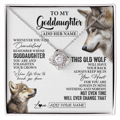 Love Knot Necklace 14K White Gold Finish | 1 | Personalized To My Goddaughter Gifts Necklace From Godmother Whenever Wolf Unique Birthday For Goddaughter Graduation Christmas Custom Gift Box Message Card | https://siriusteestore.