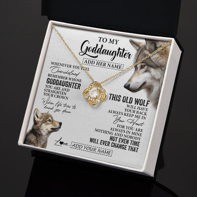Love Knot Necklace 18K Yellow Gold Finish | 2 | Personalized To My Goddaughter Gifts Necklace From Godmother Whenever Wolf Unique Birthday For Goddaughter Graduation Christmas Custom Gift Box Message Card | https://siriusteestore.
