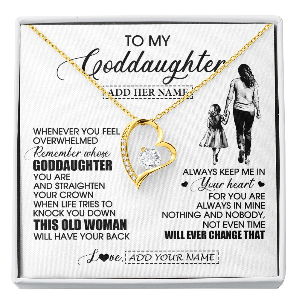 Forever Love Necklace 18K Yellow Gold Finish | 1 | Personalized To My Goddaughter Gifts Necklace From Godmother Whenever Woman Unique Birthday Gifts For Goddaughter Graduation Christmas Gift Box Message Card | siriusteestore.myshopify