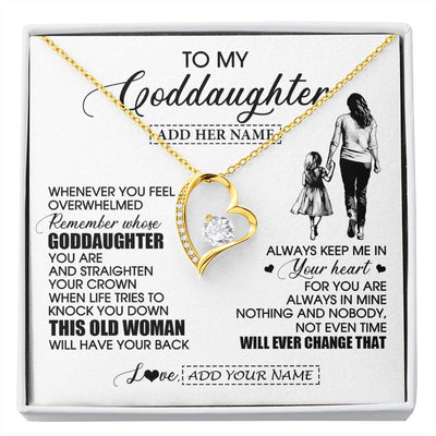 Forever Love Necklace 18K Yellow Gold Finish | 1 | Personalized To My Goddaughter Gifts Necklace From Godmother Whenever Woman Unique Birthday Gifts For Goddaughter Graduation Christmas Gift Box Message Card | siriusteestore.myshopify