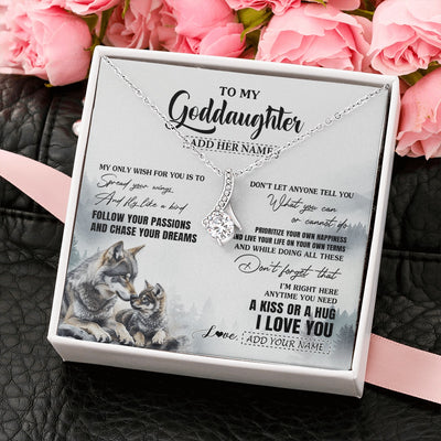 Alluring Beauty Necklace 14K White Gold Finish | 2 | Personalized To My Goddaughter Gifts Necklace From Godmother Wolf My Only Wish For You Goddaughter Birthday Gifts Graduation Christmas Gift Box Message Card | https://siriusteestore.
