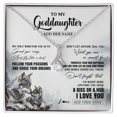 Alluring Beauty Necklace 14K White Gold Finish | 1 | Personalized To My Goddaughter Gifts Necklace From Godmother Wolf My Only Wish For You Goddaughter Birthday Gifts Graduation Christmas Gift Box Message Card | https://siriusteestore.