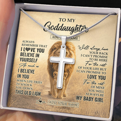 Stainless Cross Necklace Stainless Steel | 2 | Personalized To My Goddaughter Gifts Necklace From Uncle Always Remember Lion Gifts For Goddaughter Birthday Graduation Christmas Custom Gift Box Message Card | https://siriusteestore.