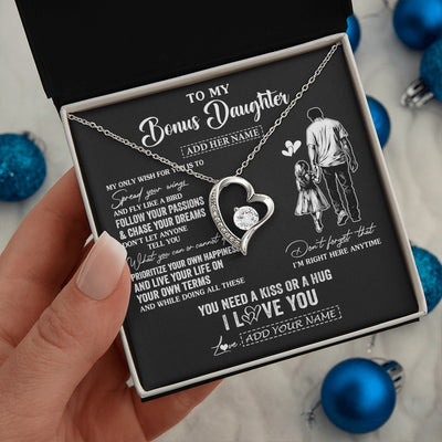 Forever Love Necklace 14K White Gold Finish | 2 | Personalized To My Goddaughter Gifts Necklace From Uncle Godfather My Only Wish For You Goddaughter Birthday Gifts Graduation Christmas Gift Box Message Card | siriusteestore.myshopify