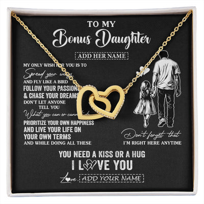 Interlocking Hearts Necklace 18K Yellow Gold Finish | 1 | Personalized To My Goddaughter Gifts Necklace From Uncle Godfather My Only Wish For You Goddaughter Birthday Gifts Graduation Christmas Gift Box Message Card | siriusteestore.myshopify