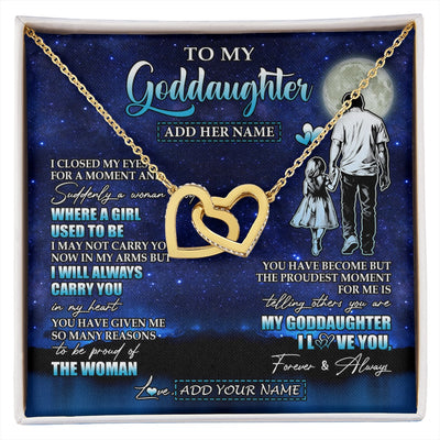 Interlocking Hearts Necklace 18K Yellow Gold Finish | 1 | Personalized To My Goddaughter Gifts Necklace From Uncle I Closed My Eyes For A Moment Goddaughter Birthday Graduation Christmas Custom Gift Box Message Card | siriusteestore.myshopify