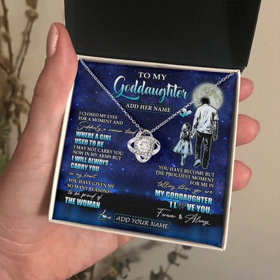 Love Knot Necklace 14K White Gold Finish | 2 | Personalized To My Goddaughter Gifts Necklace From Uncle I Closed My Eyes For A Moment Goddaughter Birthday Graduation Christmas Custom Gift Box Message Card | siriusteestore.myshopify