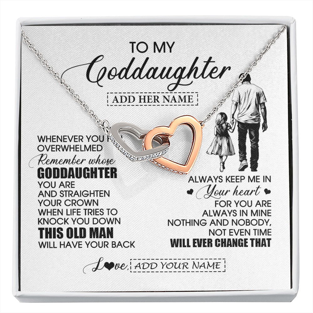 Interlocking Hearts Necklace Stainless Steel & Rose Gold Finish | 1 | Personalized To My Goddaughter Gifts Necklace From Uncle Whenever Man Unique Birthday Gifts For Goddaughter Graduation Christmas Custom Gift Box Message Card | siriusteestore.myshopify