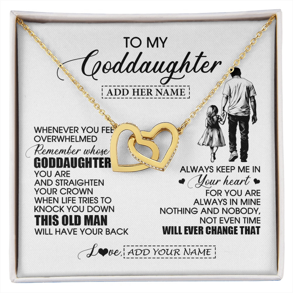 Interlocking Hearts Necklace 18K Yellow Gold Finish | 1 | Personalized To My Goddaughter Gifts Necklace From Uncle Whenever Man Unique Birthday Gifts For Goddaughter Graduation Christmas Custom Gift Box Message Card | siriusteestore.myshopify