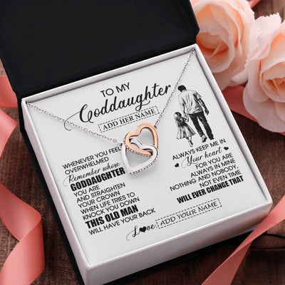 Interlocking Hearts Necklace Stainless Steel & Rose Gold Finish | 2 | Personalized To My Goddaughter Gifts Necklace From Uncle Whenever Man Unique Birthday Gifts For Goddaughter Graduation Christmas Custom Gift Box Message Card | siriusteestore.myshopify