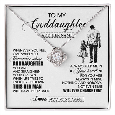 Love Knot Necklace 14K White Gold Finish | 1 | Personalized To My Goddaughter Gifts Necklace From Uncle Whenever Man Unique Birthday Gifts For Goddaughter Graduation Christmas Custom Gift Box Message Card | siriusteestore.myshopify